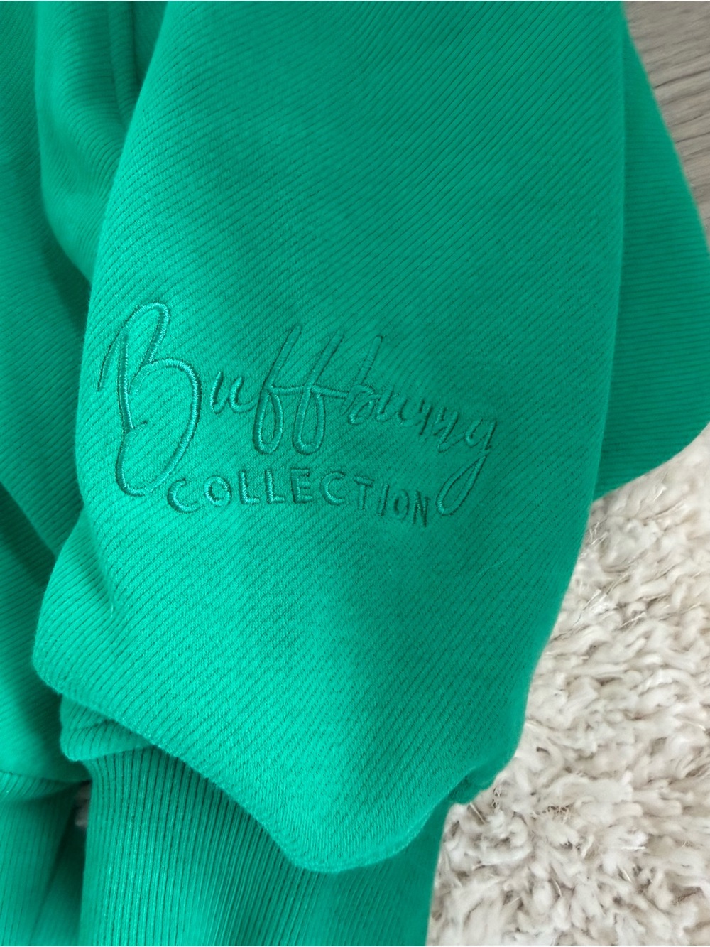 BuffBunny Green Cropped Zip Hoodie & Wide-Leg Joggers Set - Picture 5 of 9